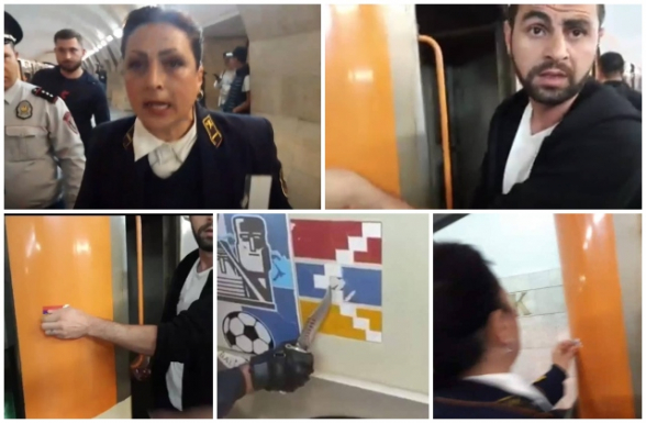 «Не уподобляйтесь туркам»: работник метро содрал с вагона наклейку с флагом Арцаха